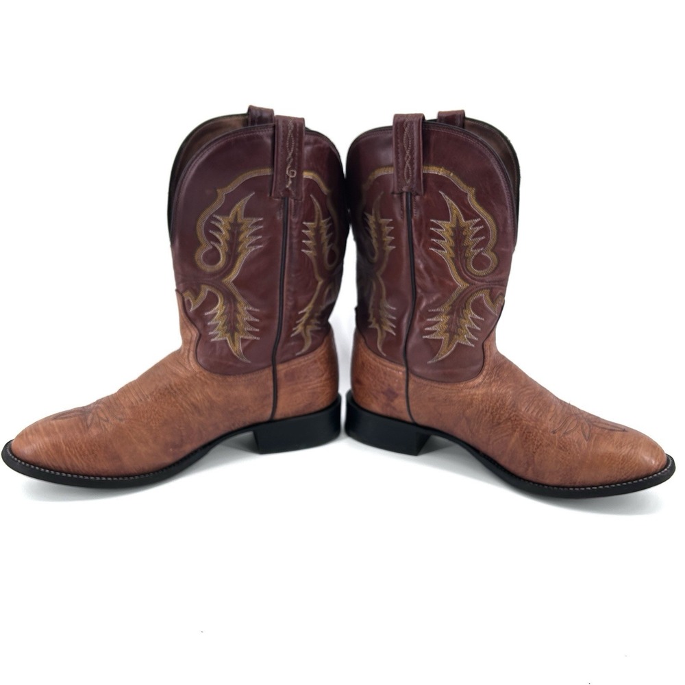 Tony Lama Leather Western Cowboy Boots Mens 12 Brown Rodeo Concert Ranch Work - Picture 3 of 16